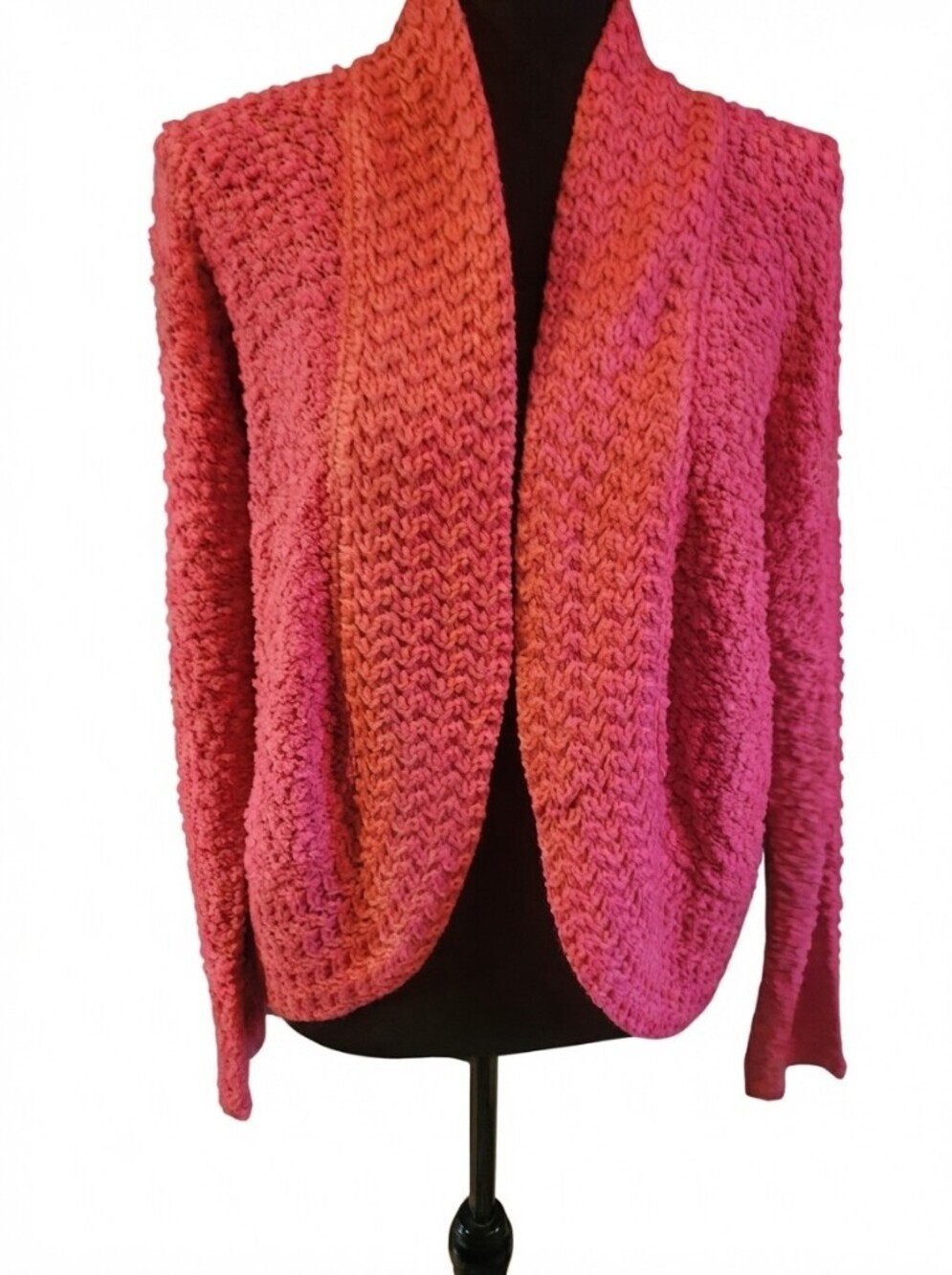 Women’s Pink Open-Front Chunky Knit Cardigan